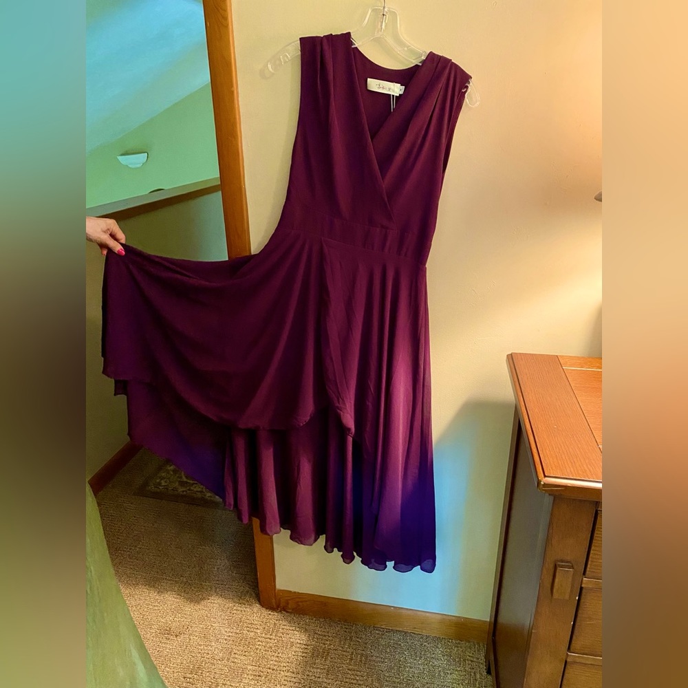 Never worn- Dark purple chiffon dressy dance dress